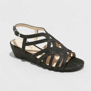 Stevies Glitter Dressy Quarter Strap Sandals Black